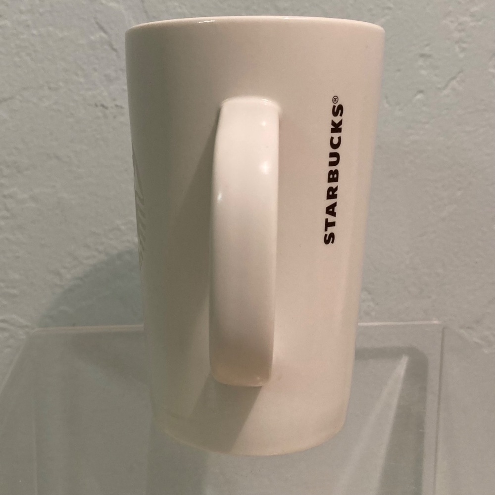 White Ceramic Etched Starbucks Tall 12oz 355 ml Coffee Mug With Logo 2014 - Picture 2 of 6